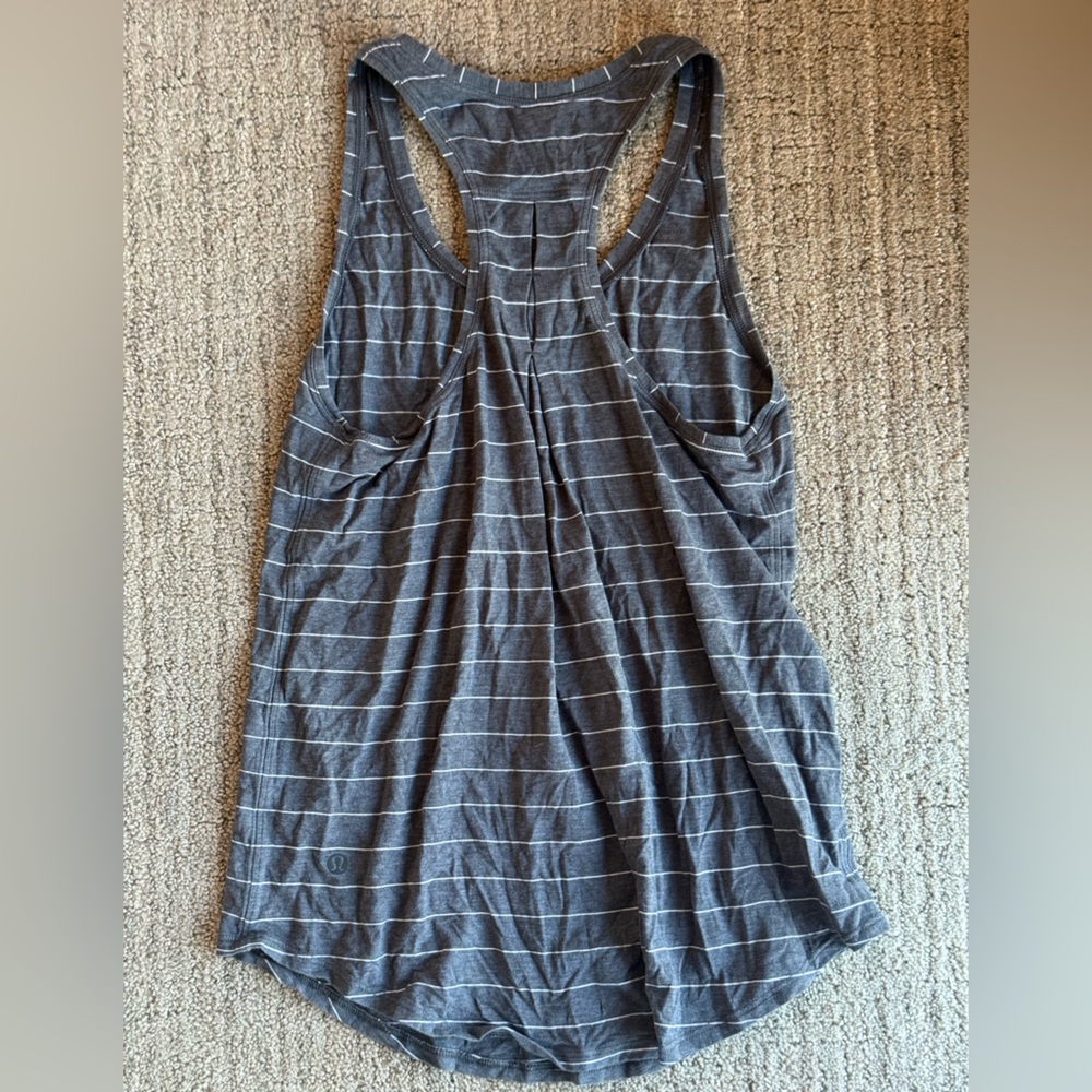 Lululemon Athletica Gray Striped Sleeveless Top